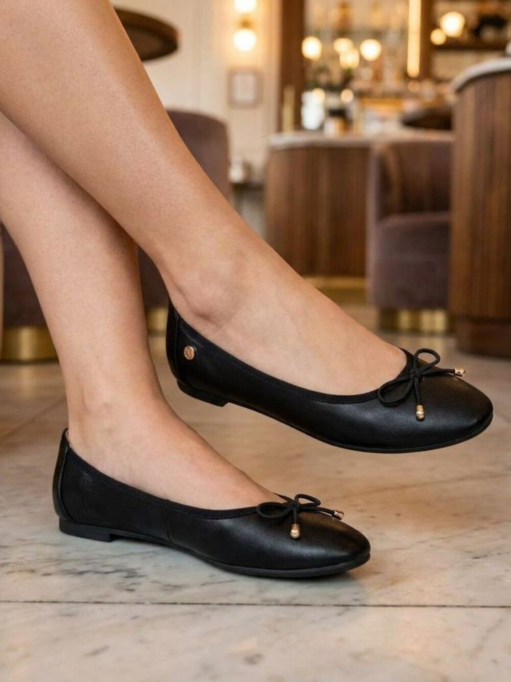 NWT Kayleen Black Faux Leather Ballet Flats